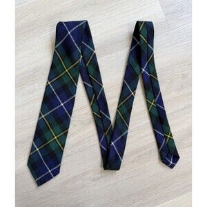 Vintage Macneil of Barra Men Tie 100% Wool Tartan Green Plaid Made in Scotland
